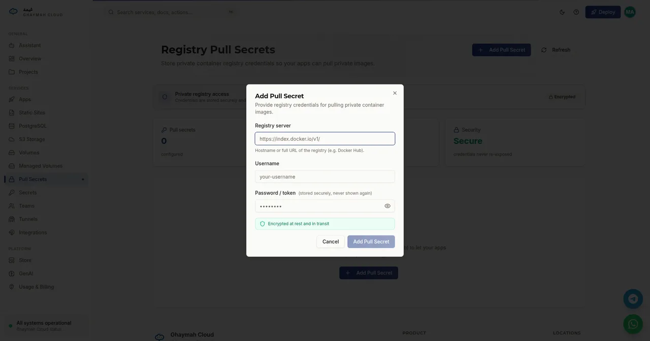Add Pull Secret form