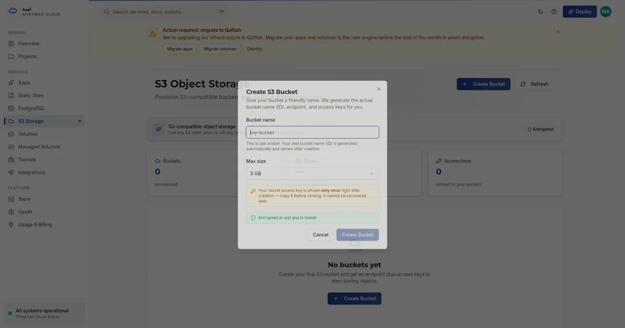 Create S3 bucket form